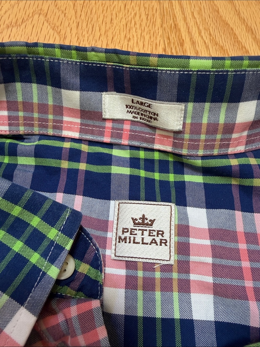 Peter Millar men’s large plaid cotton shirt. - Picture 2 of 5